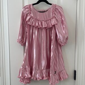 Rock Your Kid Metallic Pink Pleated Dress